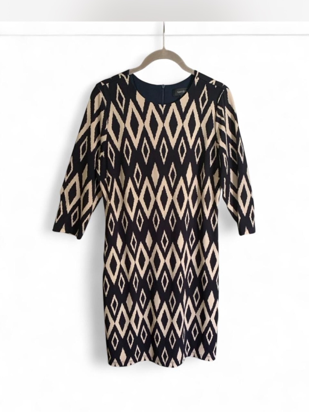 Business professional Karen Kane Dark navy Diamond-Print Shift Dress size L